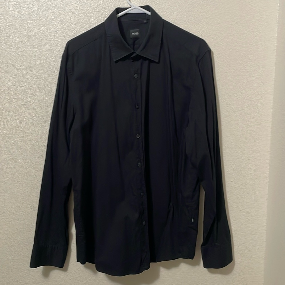 Hugo Boss Mens Black Dress Shirt XL